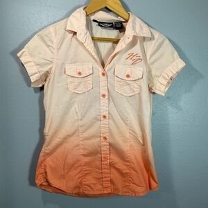 Harley Davidson Motor Cycle T Shirt Short sleeve orange ombré size XS T45